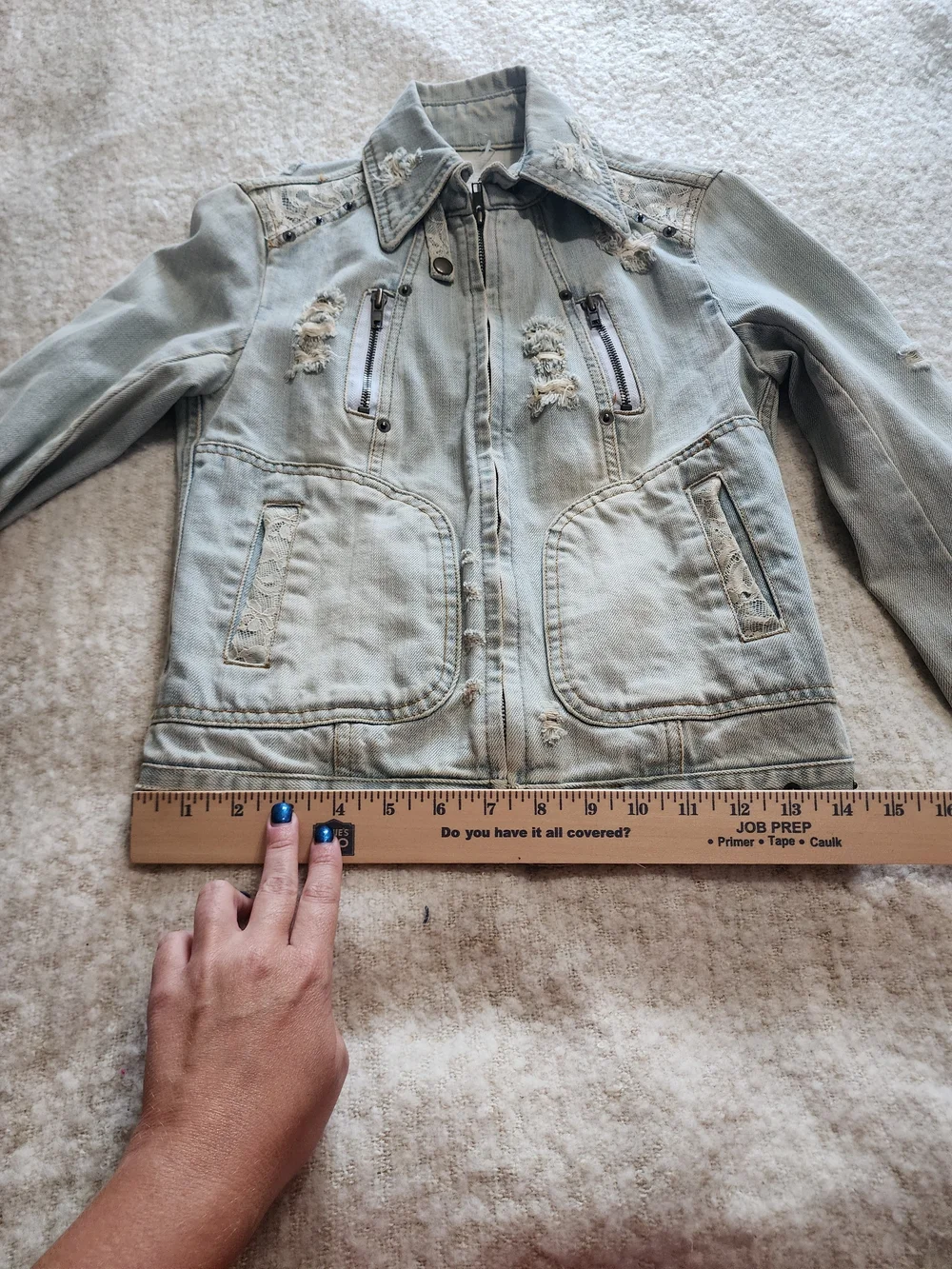 Forever Love Distressed Denim Y2K JacLight Wash Distressed Denim Jacket - Women